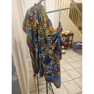 Classique Women One‎ Shoulder Multi Color Paisley Print Asymmetrical Flowy Top